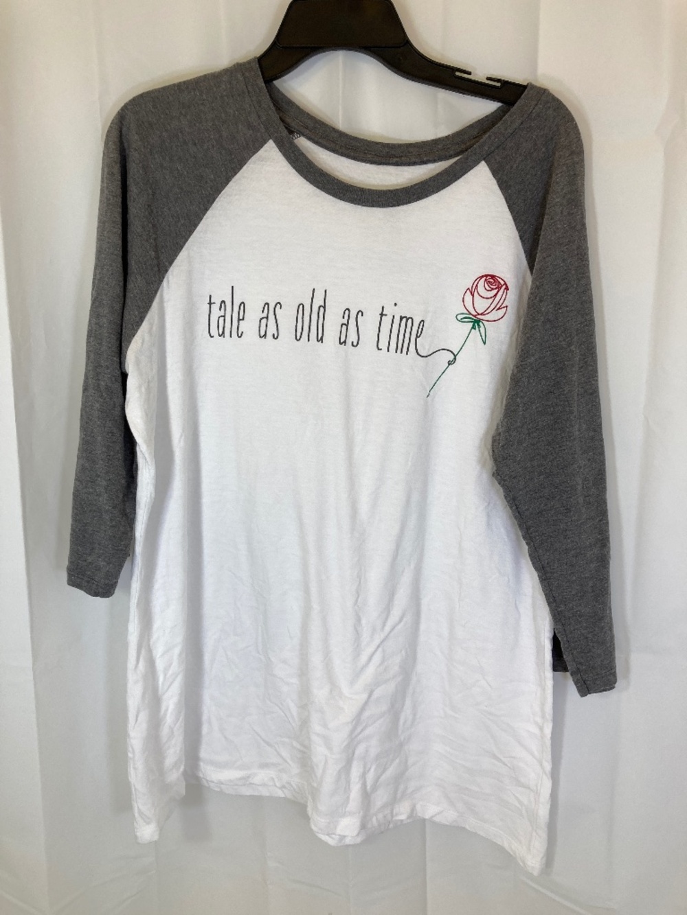 Disney Tale as Old as Time Jersey Shirt Sz 2XL Worn Once White Gray